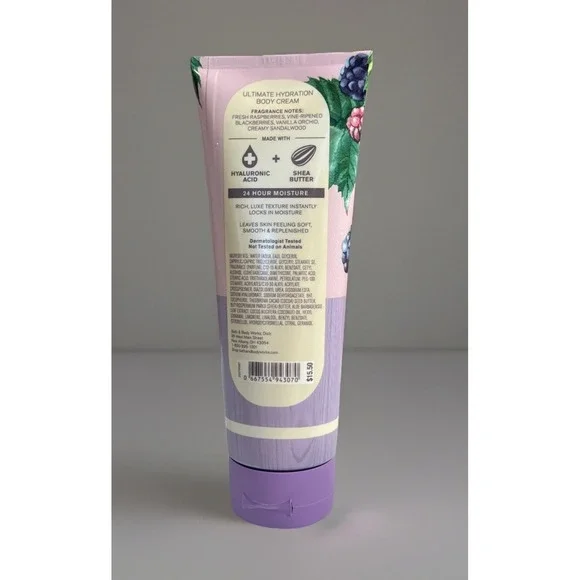 Bath & Body Works Black Raspberry Vanilla BODY CREAM Moisture 8 OZ RETIRED NEW - Picture 2 of 3
